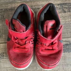 Nike Kids Red and Black Velcro Mesh Sneakers